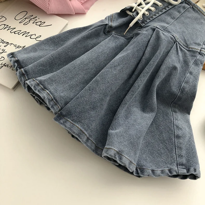 Jeans Dresses Woman Sexy Denim Pleated Skirt Versatile Woman Clothing Y2K Street Summer Cross Strap Mini Skirt Fashion Skirts - Image 5